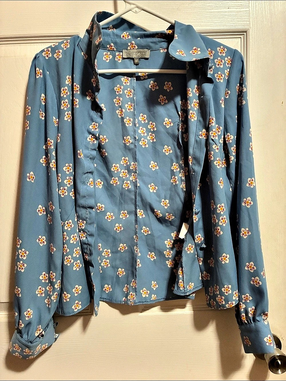 Love Moschino Floral Button Down Shirt Blue & Orange Medium Like New